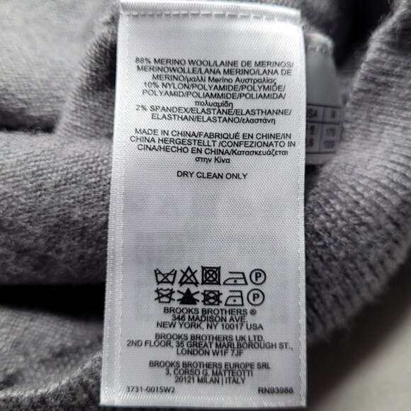 Brooks Brothers Sweater Men's Classic Gray V-Neck Merino Wool Pullover Size M - Picture 6 of 8